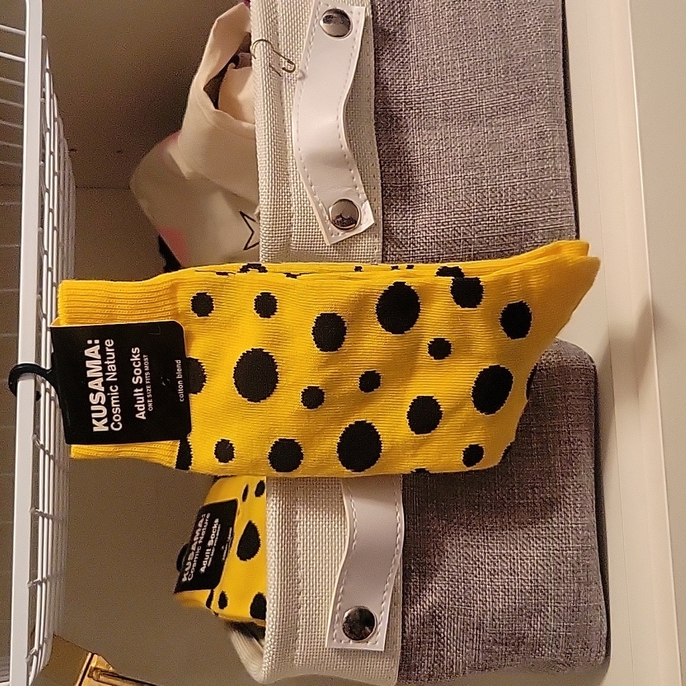 Yayoi Kusama yellow polka dot socks